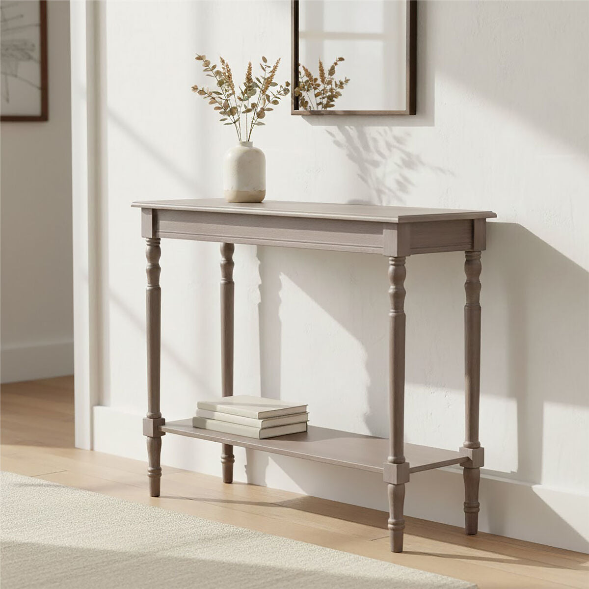 Natural Wooden Console Table with Lower Storage Shelf | Heritage