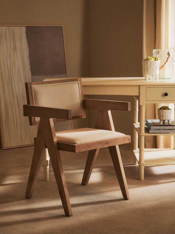 Ivory Fabric and Grey Wash Beech Wood Dining Chair | Cebu