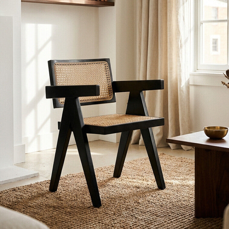 Natural Cane and Black Beech Wood Dining Chair | Cebu