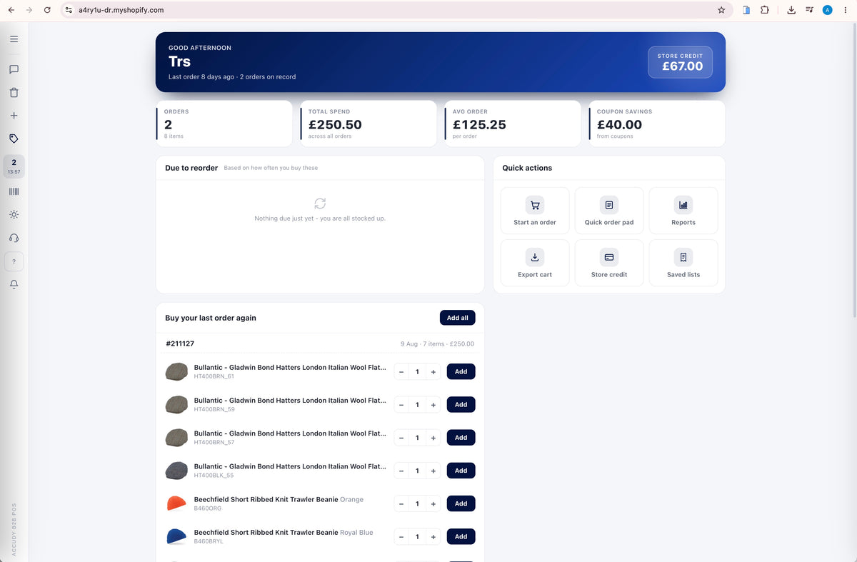 Shopify B2B Customer WebPOS